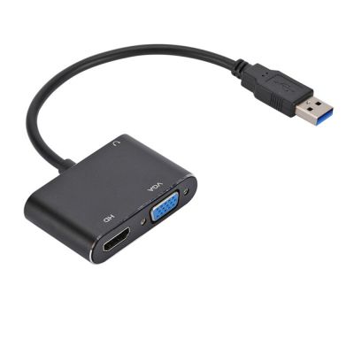 USB3.0 to VGA HDMI-Compatible Audio Converter 1080P HD for Computer Laptop to Monitor/TV Dual Screen Display HDMI-Compatible
