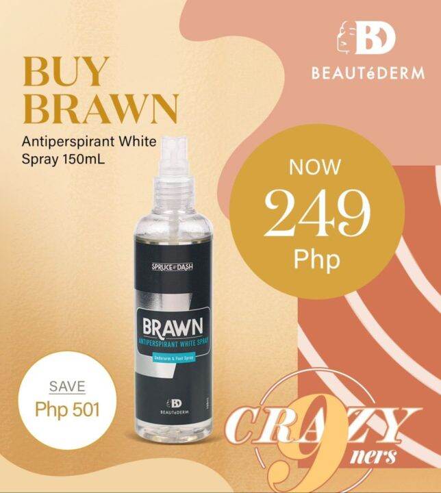 Buy Discounted Promo BEAUTeDERM Spruce and Dash Brawn Antiperspirant White Spray 150ml for