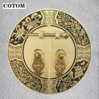 【LZ】✣☃  18CM Vintage Brass Cabinet Handles Round Face Plate Back Plate Handles For Furniture Door Pull Lock Latch Accessories