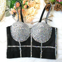 Cupนายหลายสี diamantes ผู้หญิงเซ็กซี่ Push Up พืชยอดนิยมเงารัดตัว bustier ยกทรงไนท์คลับเต้นรำ camgirl เสื้อกั๊กสีดำ Nu เคาน์เตอร์