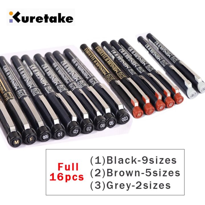 kuretake-art-needle-pen-003-005-01-02-03-05-08-f-m-waterproof-hand-painted-architectural-line-draft-stroke-line-hook-line-pens