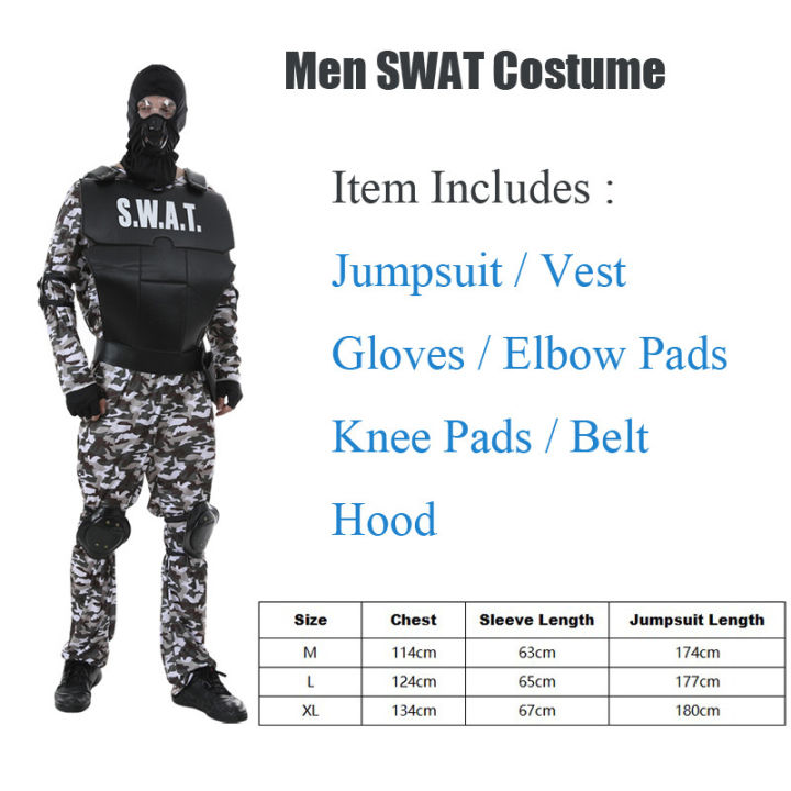 swat-ผู้ใหญ่เครื่องแต่งกายเครื่องแบบทหารทหารพิเศษคอสเพลย์ชุดพราง