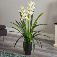 เกือบธรรมชาติ39 "Cymbidium กล้วยไม้พลาสติกพืชเทียมสีขาว