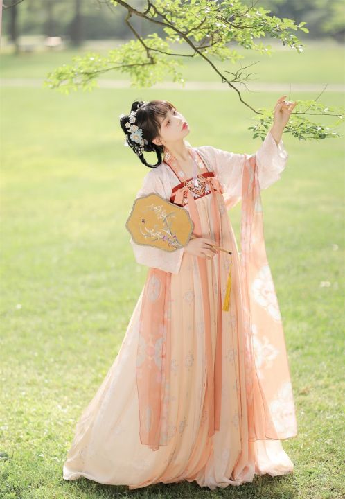 hanfu-เย็บปักถักร้อยประเพณีจีนชุดเต้นรำชุดคอสเพลย์สำหรับผู้หญิงชุดนางฟ้าชุดเดรสราชวงศ์ฮั่นพื้น