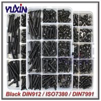 Grade 10.9 Black ISO7380 Hexagon Hex Socket Head Button Allen Bolt Screw Kit/DIN7991 Hex Socket Flat Countersunk Head Screws Set Nails Screws Fastener