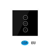 ตัวควบคุมสวิตช์ผ้าม่านแบบสัมผัสติดผนังกระจกอุปกรณ์ตั้งเวลาไร้สายสำหรับลูกกลิ้งชัตเตอร์ Motor Listrik Tuya Smart Life Google Home Alexa