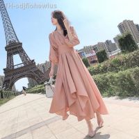 【hot】❇☃✴  asymmetrical long dress summer casual fairy pink y2k Lantern sleeve bow tie up luxury evening dresses 2023