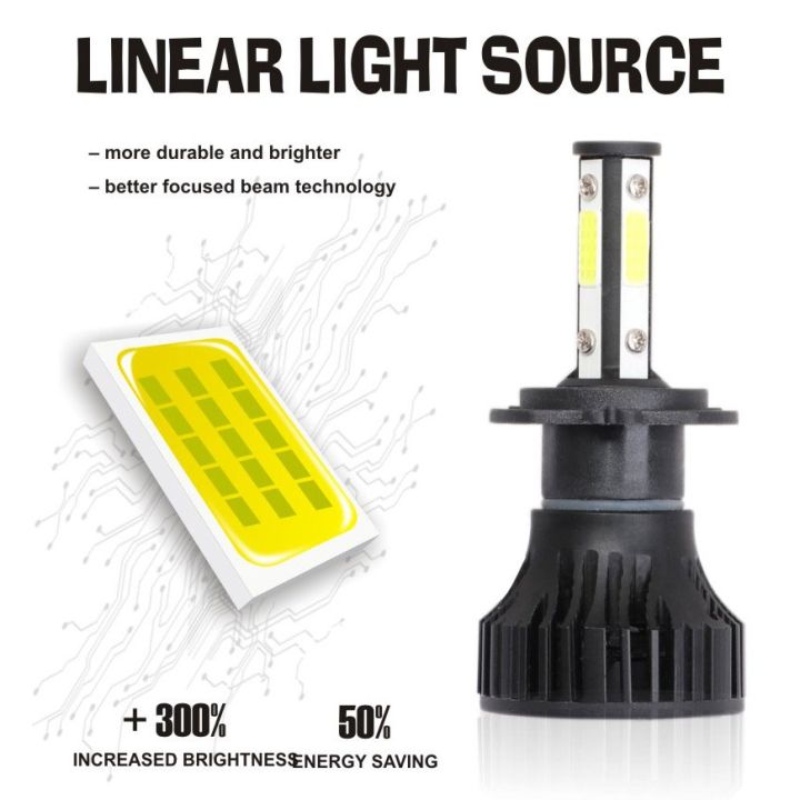 หลอดไฟหน้ารถยนต์-4-ด้าน-h-4-6000-k-led-2-ชิ้นสําหรับมิตซูบิชิ-mirage-2014-2017