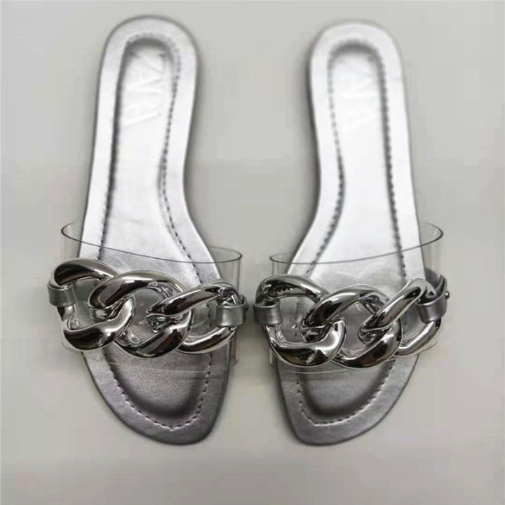 2023-new-slippers-half-drag-summer-large-chain-sandals-wear-flat-womens-shoes