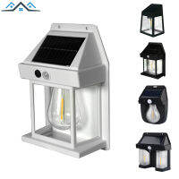 หลอดแอลอีดีกันน้ำกลางแจ้ง Lampu Solar Dinding ไส้หลอดทังสเตนการเหนี่ยวนำโคมไฟดอกไม้ลานบ้านมนุษย์ไฟติดรั้ว3โหมดสำหรับสวน