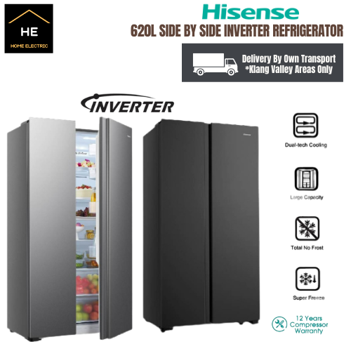 Hisense 620L Side by Side Fridge Refrigerator RS666N4ACNIV (Sliver
