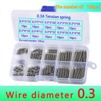 ◄❆ 100pcs Tension spring combination Wire diameter 0.3mm 304 stainless steel Stretching the spring Spiral return spring