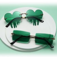 NIRTOG St. Patrick S Day Accessories Ories Sunglasses แชมร็อกไอริชไร้ขอบ Leprechaun แว่นตาสีเขียวสี่ใบโคลเวอร์ St.patrick S Day