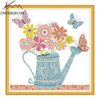 Cross Stitch Printed Complete Kit Flower Pattern Flower Pot Stamped Canvas Handmade 11CT 14CT Needlework DIY Handmade Embroidery Cotton Thread Set Fac