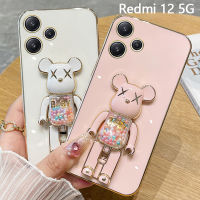 KOSLAM เคสโทรศัพท์พับเป็นขาตั้งลูกอมหมีเศร้าน่ารักสำหรับ Xiaomi Redmi 12 4G 5G 12C A1 A2โน๊ต12 4G 5G 12 Pro 5G 12 Pro 5G 12 Pro + 5G สไตล์ใหม่คลังสินค้าพร้อมปลอกโทรศัพท์มือถือ TPU