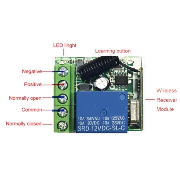 dc-12v-1ch-ช่องรีโมทคอนโทรลไร้สายสวิทช์-dc12v-รีเลย์โมดูลรับสัญญาณเครื่องส่งสัญญาณ433-mhz