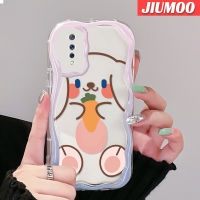 เคส JIUMOO สำหรับ VIVO S1 Pro เคสการ์ตูนน่ารักยิ้มโชคดีกระต่ายขอบเนื้อครีมนุ่มเคสมือถือกันกระแทกแบบใสโปร่งใสลายกล้องถ่ายรูปความคิดสร้างสรรค์เคสซิลิกาเจลฝาครอบป้องกัน