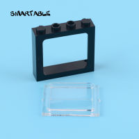 Smartable Window 1x4x3 Train with Glass Building Block MOC Train Parts Toy For House Castle Compatible City 6556+4034 10pcslot