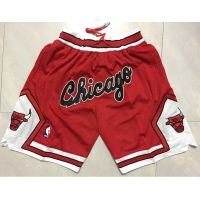 เสื้อคุณภาพสูง NBA Chicago Bulls CHICAGO red big logo embroidery regular season basketball shorts pants