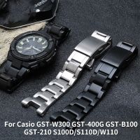 สายนาฬิกาสแตนเลสสำหรับ Casio GST-W300 GST-400G GST-B100 GST-210 S100DW110สีดำโลหะสายนาฬิกาสร้อยข้อมือ