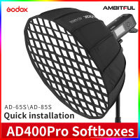 Godox AD-S85S 85 เซนติเมตรAD-S65 65 เซนติเมตรสีขาวหรือสีเงินลึกParabolic Softboxกับรังผึ้งตารางGodoxเมาS OftboxสำหรับAD400PRO