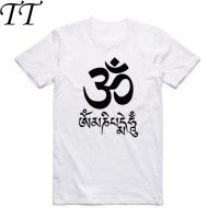 2019 Summer Print JN BUDDHISM OM MANI PADME HUM T Shirt Short Sleeves O Neck Tibetan Buddhism Thangka Six Words Ring T-shirt