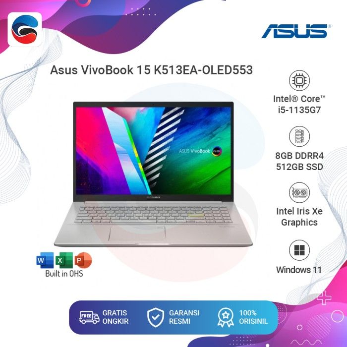 Asus Laptop Vivobook Ultra 15 Oled K513ea Oled553 Intel Core I5 1135g7 8gb 512gb Lazada Indonesia 3698