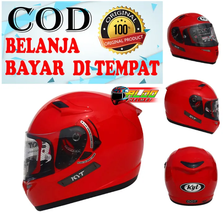 KYT K2 RIDER FLAT VISOR CLEAR POLOS FIRE RED ORIGINAL HELM KYT FULL