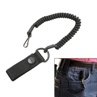 【CW】Tactical EDC escopic Sling Lanyard Spring Sling With Buckle Flashlight Safety Rope Keychain Strap Hunting Accessories