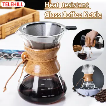 400ml Glass Coffee Kettle with Stainless Steel Filter Drip Brewing