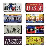 【CW】 States Metal Signs Poster America Florida New Jersey Texas Nevada  License Plates Pub Bar Wall Car Tin Sign