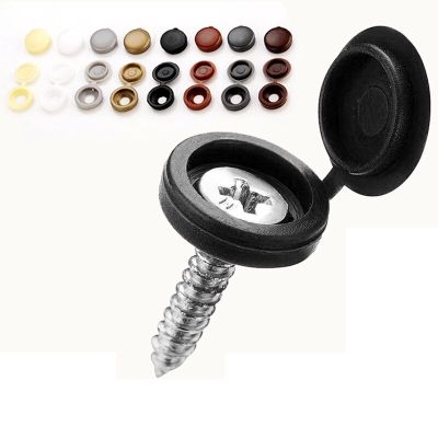 100Pcs Hinged Plastic Screw Cap Cover Fold Snap Protective Cap Button For Car Furniture Decorative Nuts Cover Bolts Hardware Picture Hangers Hooks