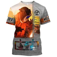 (in stock) 3D digital welding tool printing short sleeve welder popular oversized Harajuku hot t-shirt trend breathable fashion clothing 3D digital welding tool printing short sleeve welder (free nick name and logo)