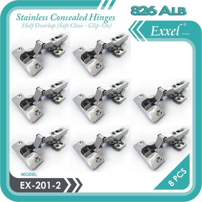 Concealed Hinges Stainless Soft Close Half Overlap EX2012 8pcs Lazada PH