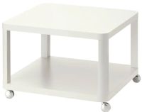 TINGBY Side table on castors, white 64x64 cm (ทิงบี โต๊ะข้างมีล้อเลื่อน, ขาว 64x64 ซม.)