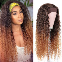 Ombre Curls Headband Wig For Black Women Synthetic Afro Kinky Curly Ice Head Band Wigs Long 28Inch Glueless Anjo Plus Hair Wig