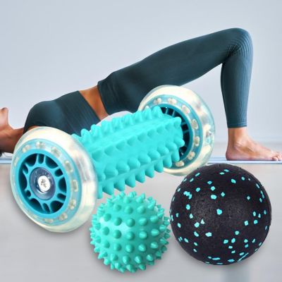 Yoga Block Roller with Trigger Points Massage Ball Latex Belt Body Exercise Set