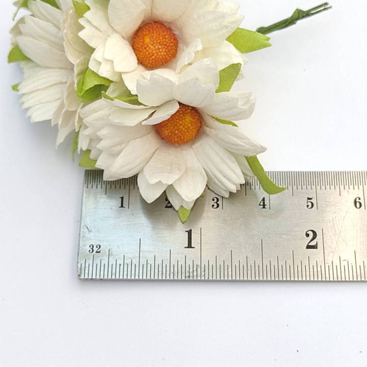 10-ดอก-ดอกไม้กระดาษ-ดอกเดซี่-สีขาว-ขนาด-37-มม-ดอกไม้กระดาษสา-ดอกไม้ทำมงกุฎ