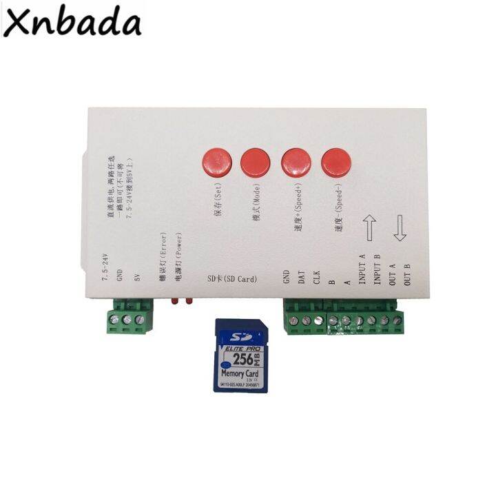 ตัวควบคุมแถบไฟ-led-t-1000s-yingke-256ม-การ์ด-sd-2048พิกเซลสำหรับ-ws2801-ws2811-ws2812b-lpd6803-dc5-24v-แถบไฟ-led-sk6812