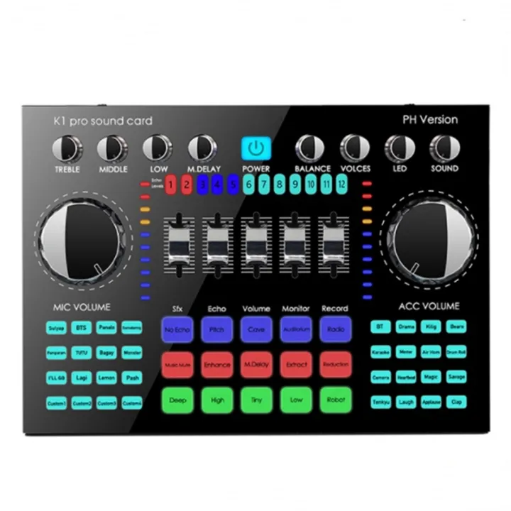 K1 Live Sound Card Portable Bluetooth Sound Card Profession Adjustable
