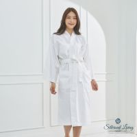 Bathrobe เสื้อคลุมอาบน้ำ ชุดคลุมอาบน้ำ ชุดคลุมอาบน้ำเกรดโรงแรม สปา คุณภาพสูง ชุดคลุมอาบน้ำผ้าคอตตอนผสมโพลี สีขาว Free size