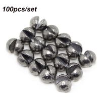 QANGENJU 100Pcs แยก Line Sinkers กระสุนกลม น้ำหนักเพิ่มเติม เปิดปาก ขั้วต่อตะขอ ตกปลาตะกั่วตก Sinker