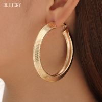 【YP】 BLIJERY Exaggerated Snake Pattern Carved Big Hoop Earrings for Punk Jewelry Thick Metal Boucles doreilles