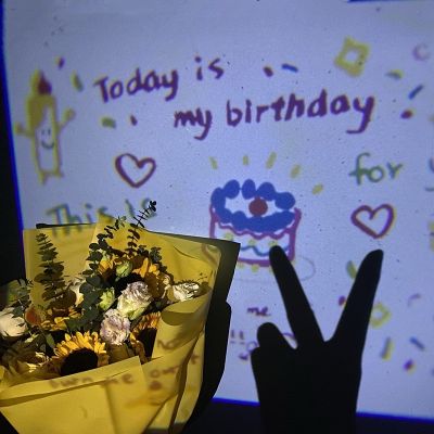 【ALOHAHA】Creative Mini Happy Birthday Projector Ins Photo Projection Lamp Childrens Party Decoration