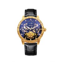 ⌚AOKULASIC นาฬิกา Tourbillon สำหรับผู้ชาย,กันน้ำผู้ชายกลไกอัตโนมัติแนวธุรกิจนาฬิกาข้อมือโครงกระดูกข้างขึ้นข้างแรมเรืองแสง