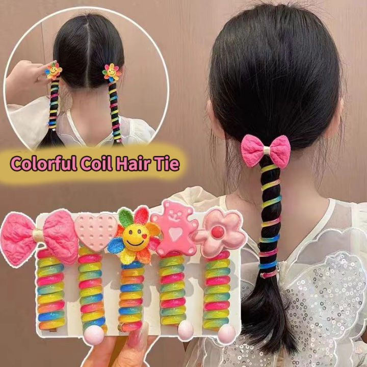 Colorful Coil Hair Tie For Kids Korean Style Girl Ponytail Hair Rope ...