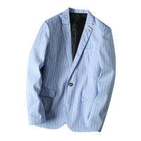 Casual Striped Blazer ผู้ชายญี่ปุ่นธุรกิจ Leisure Slim ชุดลายทางเสื้อ Coat