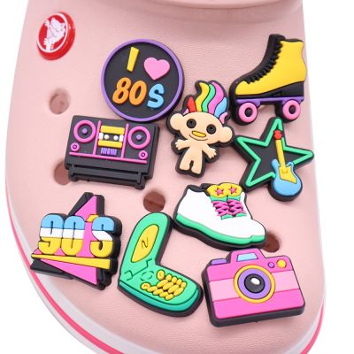 New 1Pcs Camera Tape Cell Phone Shoe Charms Accessories PVC Sandals Shoe Buckle Fit Children Backpack Croc Jibz