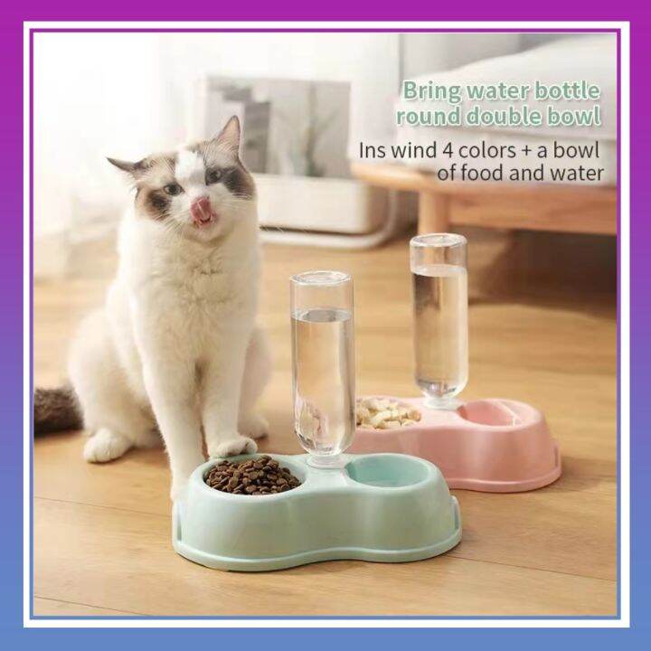 Pet Cat Dog bowl 2 in 1 Feeder Bowl / Drinking Bottle Full Set Puppy