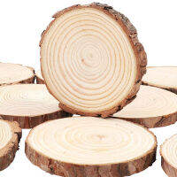 3-16ซม. เส้นผ่านศูนย์กลางไม้สนธรรมชาติรอบเศษไม้ดิบรอบ Bark Log Disc DIY Craft งานแต่งงานภาพวาด